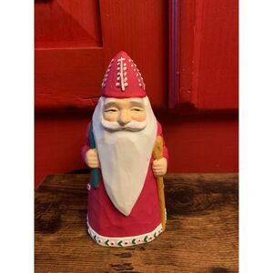 Santa Claus Taper Candle Holder Traditional Santa Christmas Holiday 6.5" approx.